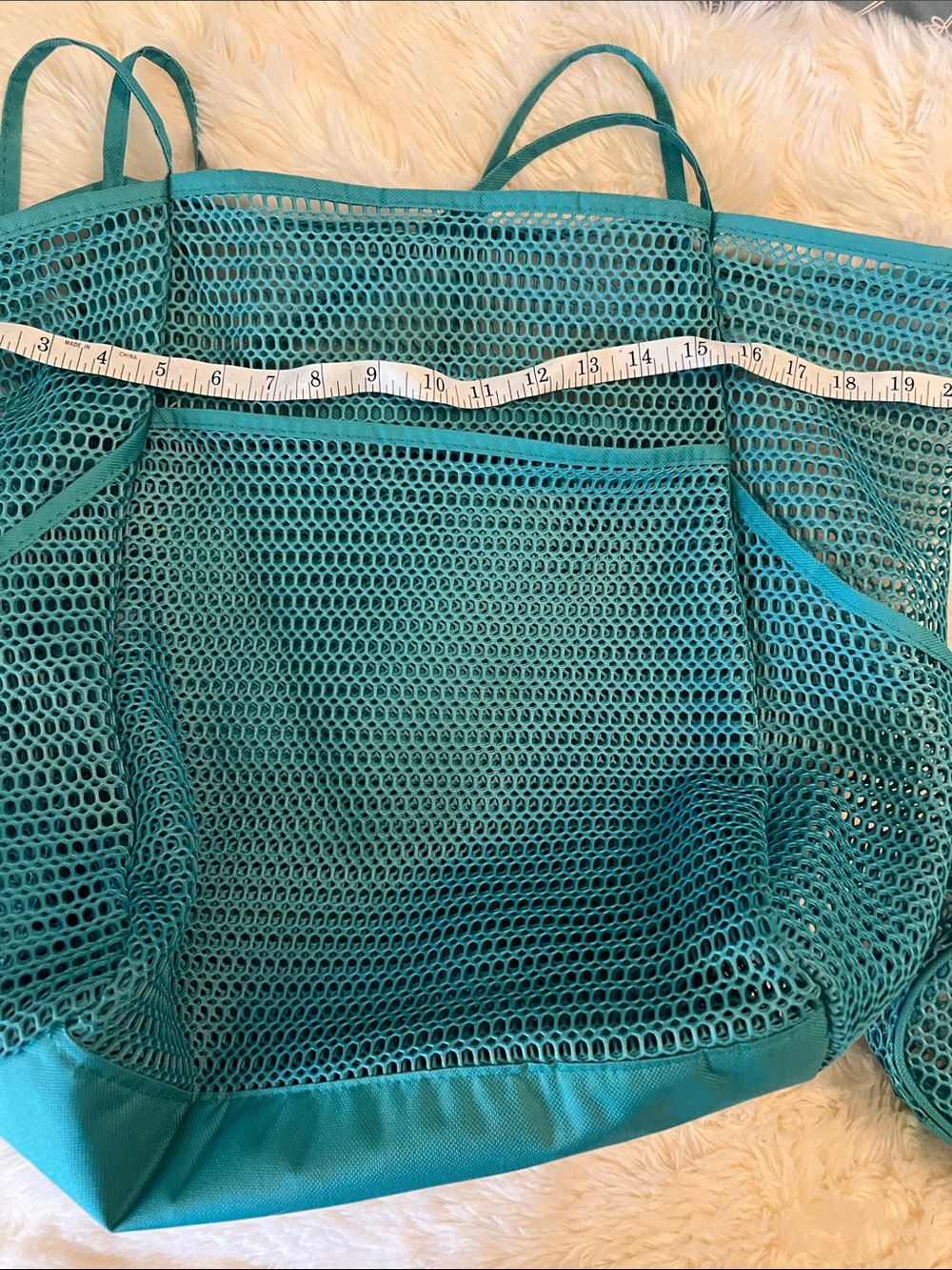 Teal Mesh beach Tote Bag - Picture 5 of 8